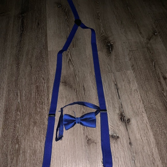 matching dark blue suspenders and bow tie - Picture 2 of 2